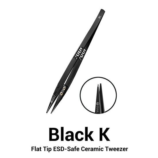 2UUL TW32 Black K Flat Tip ESD-Safe Ceramic Tweezer