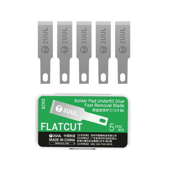 2UUL DA28 FlatCut Solder Pad Underfill Glue Fast Removal Blades (5Pcs)