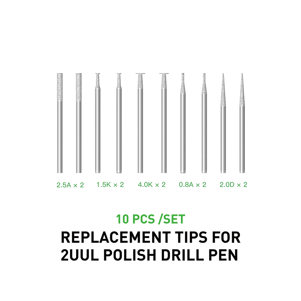 2UUL DA82 Replacement Tips for 2UUL Chargeable Polish Drill Pen - 10Pcs