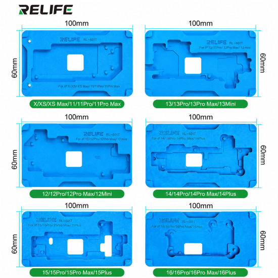 Relife RL-601T Middle Layer Tin Planting BGA Reballing Platform Set for iPhone X to 17Pro Max (31-in-1 )