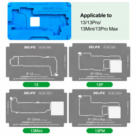 Relife RL-601T Middle Layer Tin Planting BGA Reballing Platform Set for iPhone X to 17Pro Max (31-in-1 )