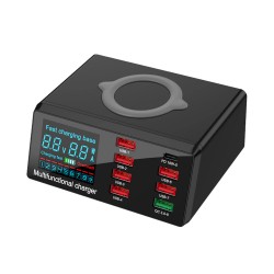 WLX-X9 8 Port USB Smart Lightning Wireless Charger With QC 3.0 & PD Port ( 100W Max Output )
