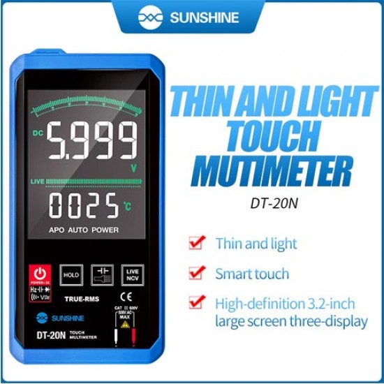 SUNSHINE DT-20N Multimeter Digital Touch Screen AC DC Voltage Tester SUNSHINE DT-20N Multimeter Digital Touch Screen AC DC Voltage Tester