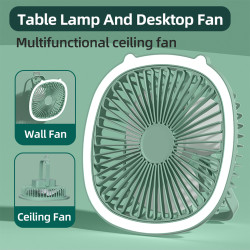 Portable USB + Battery 1200Mah Table Fan With Lamp & 3 Speed Mode ( F12 ) Color - Pink