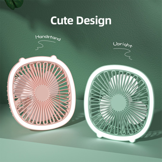 Portable USB + Battery 1200Mah Table Fan With Lamp & 3 Speed Mode ( F12 ) Color - Pink Portable USB + Battery 1200Mah Table Fan With Lamp & 3 Speed Mode ( F12 ) Color - Pink