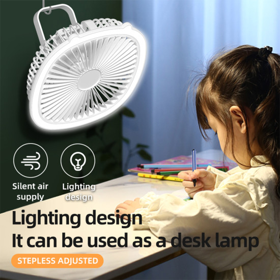 Portable USB + Battery 1200Mah Table Fan With Lamp & 3 Speed Mode ( F12 ) Color - Pink Portable USB + Battery 1200Mah Table Fan With Lamp & 3 Speed Mode ( F12 ) Color - Pink