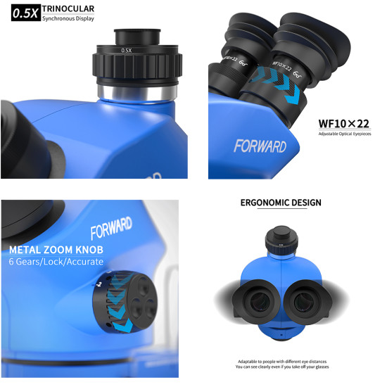 Forward FW-7050-TM (3D Continuous Zoom) 7X~50X Trinocular Stereo Microscope With 0.5X CTV Camera Zoom Lens & LED Adjustable Light Exclusive Quality Forward FW-7050-TM (3D Continuous Zoom) 7X~50X Trinocular Stereo Microscope With 0.5X CTV Camera Zoom Lens & LED Adjustable Light Exclusive Quality