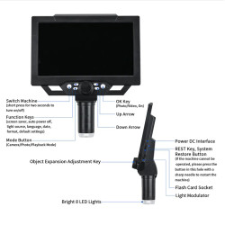 G1600 12MP Digital Microscope 1-1600X Continuous Zoom Magnifier Optical Instruments 9" HD Video Microscope
