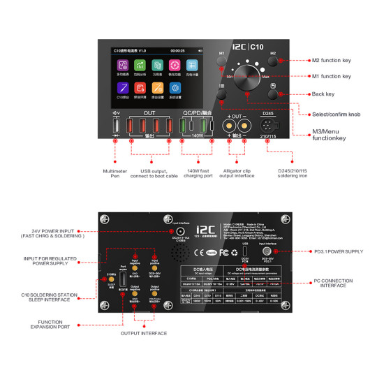 I2C C10 Digital Waveform Ammeter with Charge Detection / Voltage Measurement
