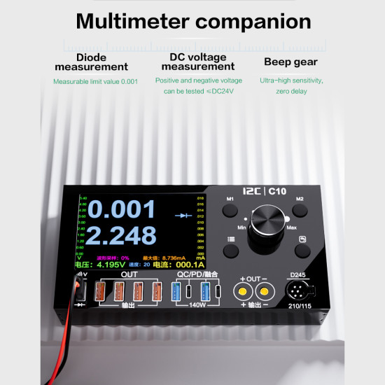 I2C C10 Digital Waveform Ammeter with Charge Detection / Voltage Measurement
