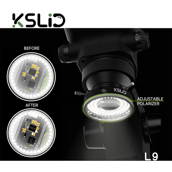 KSLID L9 Ultra High Lumen Adjustable Microscope Polarization Ring Light KSLID L9 Ultra High Lumen Adjustable Microscope Polarization Ring Light