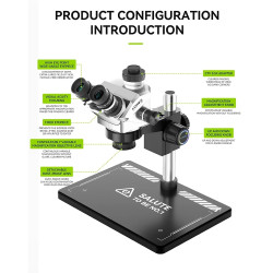 Luowei LW-TR01-B3TV (3D Continuous Zoom) 7X~50X Trinocular Stereo Microscope With 0.5X CTV Camera Zoom Lens & LED Adjustable Light