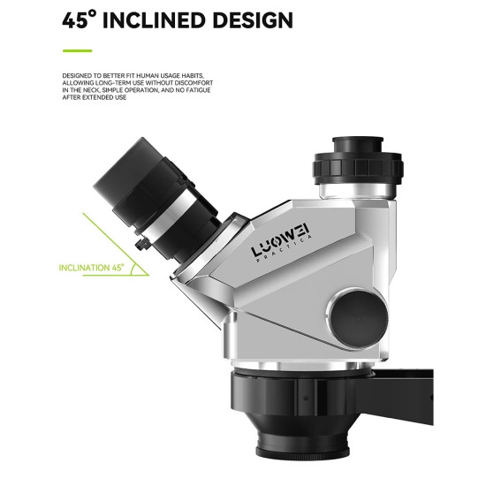 Luowei LW-TR01-B3TV (3D Continuous Zoom) 7X~50X Trinocular Stereo Microscope With 0.5X CTV Camera Zoom Lens & LED Adjustable Light