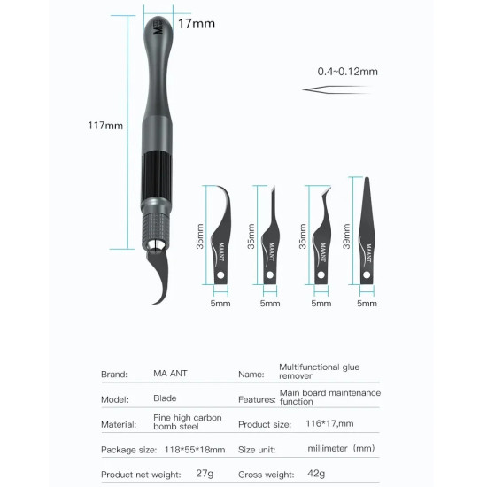Ma Ant MY-102 Multi-functional Glue Removal Knife Blade Set Ma Ant MY-102 Multi-functional Glue Removal Knife Blade Set