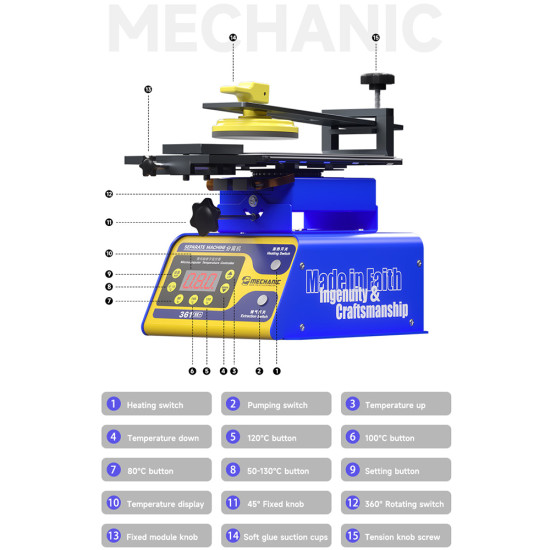 Mechanic 361SE Plus 7Inch Rotary Heating Separator Machine Mechanic 361SE Plus 7Inch Rotary Heating Separator Machine