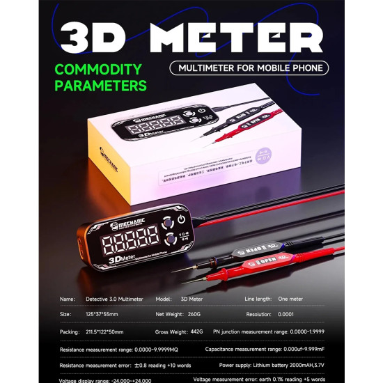 Mechanic 3D Meter Detective 3.0 High-precision Multimeter (Dual Display)