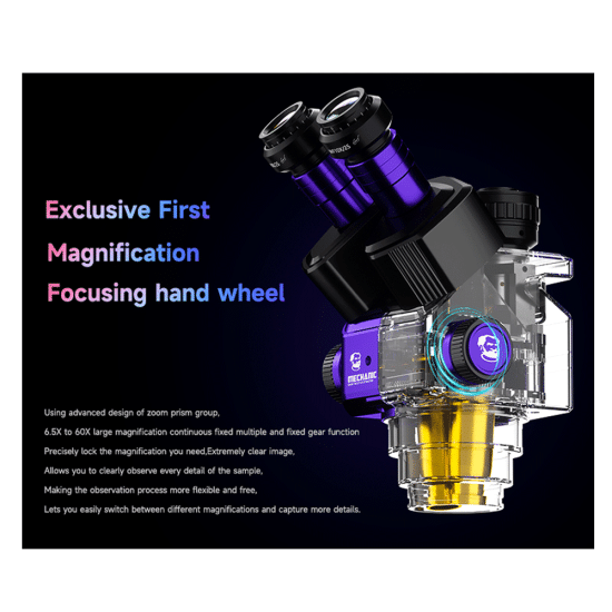 Mechanic Robot 6560T (3D Continuous Zoom) Trinocular Stereo Microscope - Exclusive Quality
