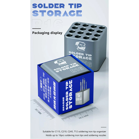 Mechanic R16 Soldering Tips Protection Storage Box Support C115 / C210 / C245 / T12 Tips