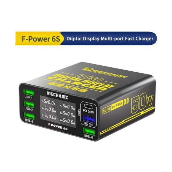 Mechanic F-Power 6S Series 6-Ports USB QC3.0 Charger (50W)