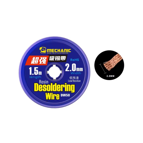 Mechanic DW50 Copper Desolder Wick 2015 ( Width 2.0MM / Length 1.5M ) Mechanic DW50 Copper Desolder Wick 2015 ( Width 2.0MM / Length 1.5M )