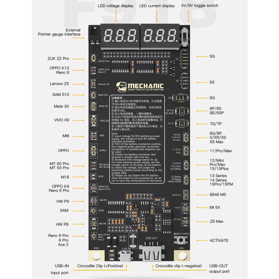 Mechanic F918 Battery Activation Board for iPhone & Android (IP5-15PM) - 2024 Edition Mechanic F918 Battery Activation Board for iPhone & Android (IP5-15PM) - 2024 Edition