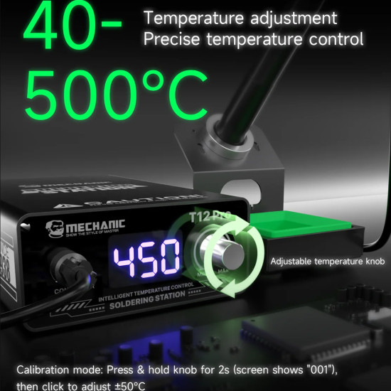 Mechanic T12 Pro Intelligent Anti-Static Temperature Digital Soldering Iron (72W)