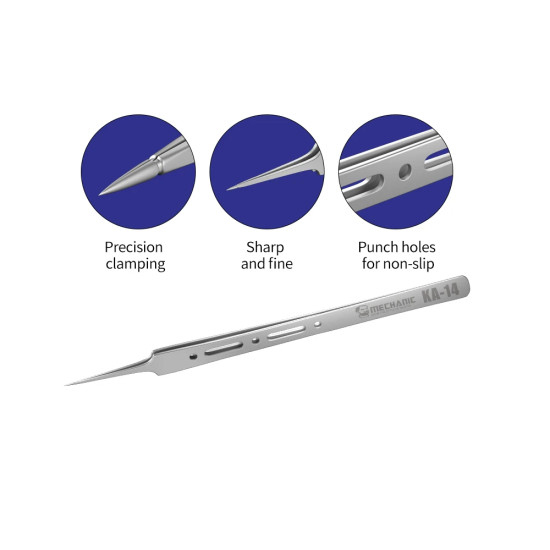Mechanic KA-14 Ultra-fine Stainless Steel Non-Magnetic Micrometer Pointed Tweezer Mechanic KA-14 Ultra-fine Stainless Steel Non-Magnetic Micrometer Pointed Tweezer