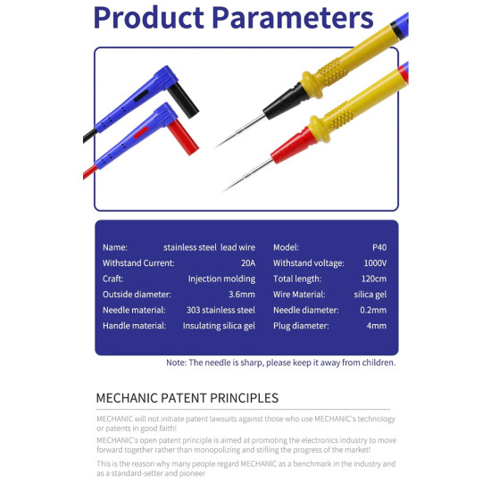 Mechanic P40 Stainless Steel Multimeter Cable