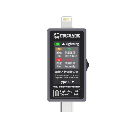Mechanic T-824 High Precision Digital Display Tail Insertion Tester (Type-C to Lightning ) Mechanic T-824 High Precision Digital Display Tail Insertion Tester (Type-C to Lightning )