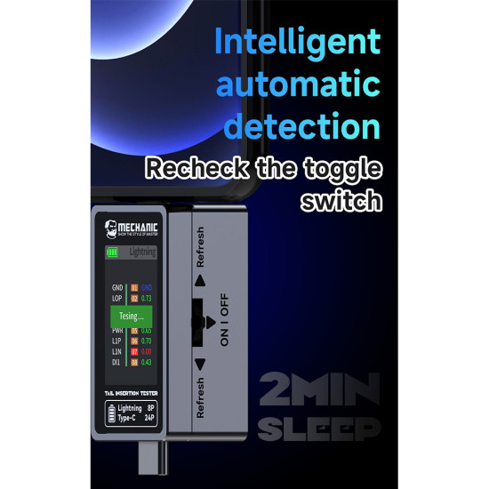 Mechanic T-824 High Precision Digital Display Tail Insertion Tester (Type-C to Lightning ) Mechanic T-824 High Precision Digital Display Tail Insertion Tester (Type-C to Lightning )