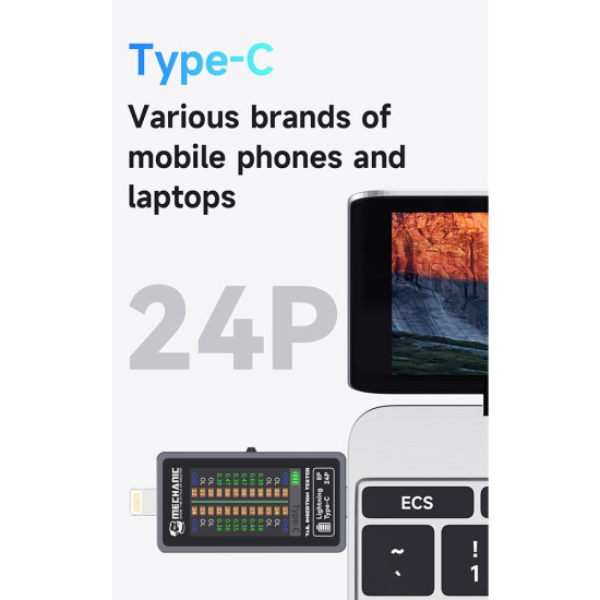 Mechanic T-824 High Precision Digital Display Tail Insertion Tester (Type-C to Lightning ) Mechanic T-824 High Precision Digital Display Tail Insertion Tester (Type-C to Lightning )