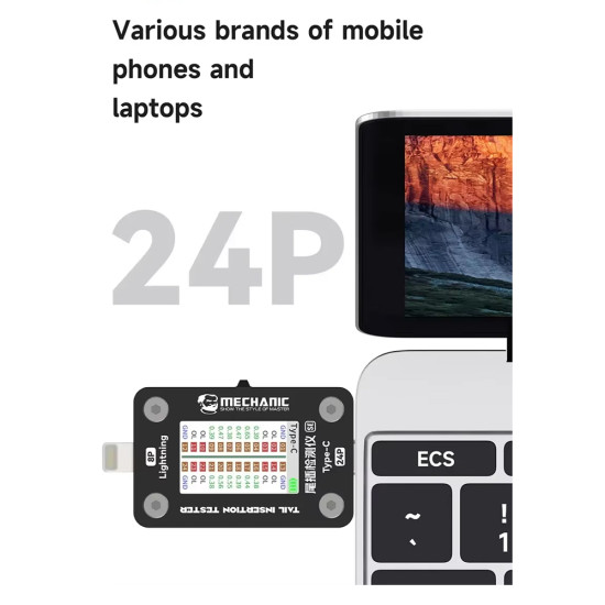 Mechanic T-824 SE Type-C to Lightning High Precision Digital Display Tail Insertion Tester Mechanic T-824 SE Type-C to Lightning High Precision Digital Display Tail Insertion Tester