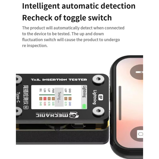 Mechanic T-824 SE Type-C to Lightning High Precision Digital Display Tail Insertion Tester Mechanic T-824 SE Type-C to Lightning High Precision Digital Display Tail Insertion Tester