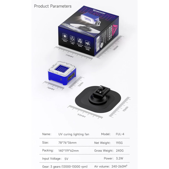 Mechanic FUL-4 Portable Foldable UV Cooling + Smoke Exhaust + Curing + Lighting Fan