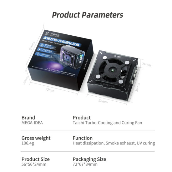 Mega-Idea 2-in-1 Three-Speed Adjustment UV Curing / Cooling Fan Mega-Idea 2-in-1 Three-Speed Adjustment UV Curing / Cooling Fan