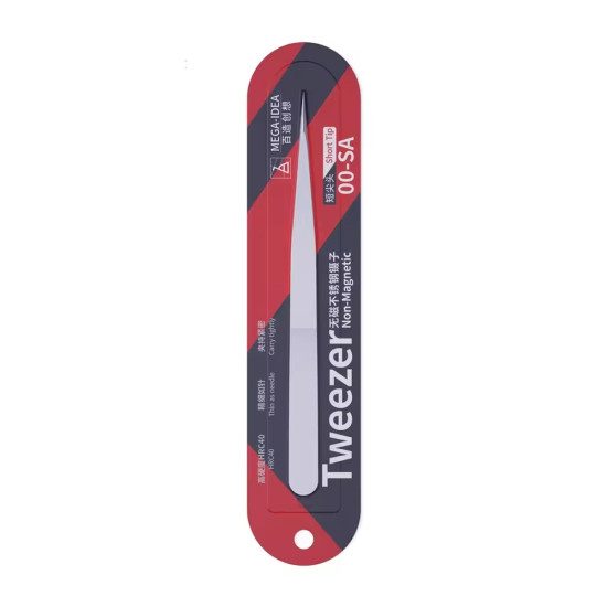 Mega-Idea 00-SA Non-Magnetic Stainless Steel Short Pointed Tweezer Mega-Idea 00-SA Non-Magnetic Stainless Steel Short Pointed Tweezer