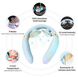 SKG K6 Electric Pulse Neck Massager with Cordless Heating Compress Pain Reliever ( 4 Modes 15 Intensity )