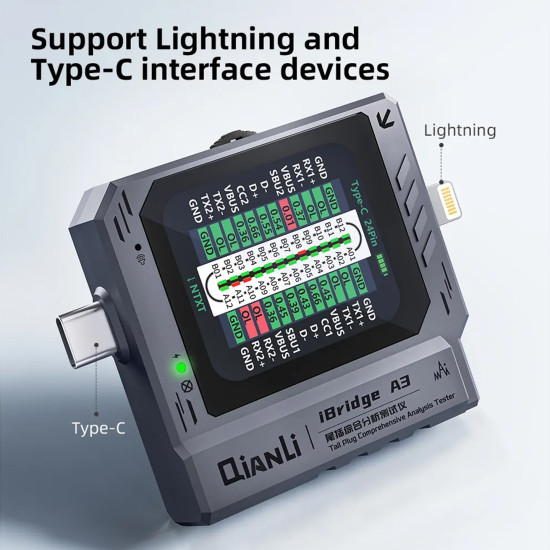 Qianli iBridge A3 Tail Plug Comprehensive Analysis Tester (Type-C to Lightning) Qianli iBridge A3 Tail Plug Comprehensive Analysis Tester (Type-C to Lightning)