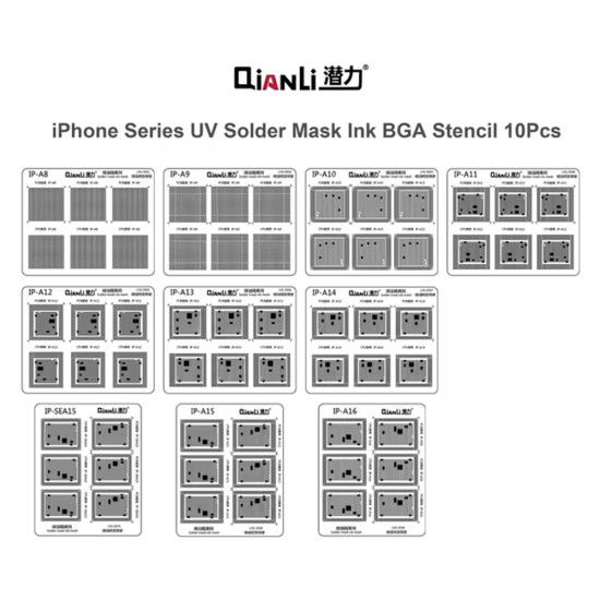 Qianli Solder Mask Repair UV Stencil For iPhone ( 10 Models ) Qianli Solder Mask Repair UV Stencil For iPhone ( 10 Models )
