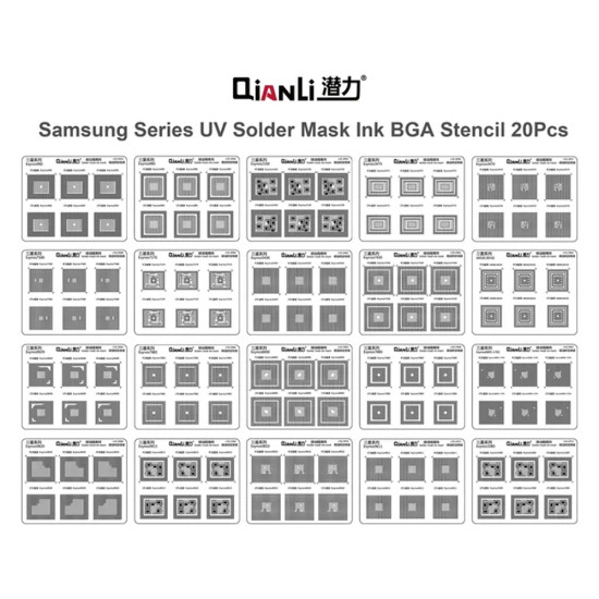 Qianli Solder Mask Repair UV Stencil For Samsung ( 20 Models ) Qianli Solder Mask Repair UV Stencil For Samsung ( 20 Models )