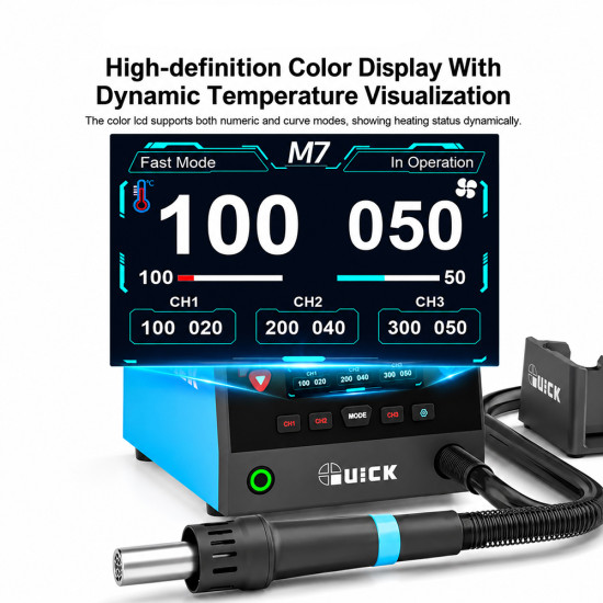 Quick M7 9Channel HD Digital Display Intelligent Hot Air Gun Desoldering Station (1000W)