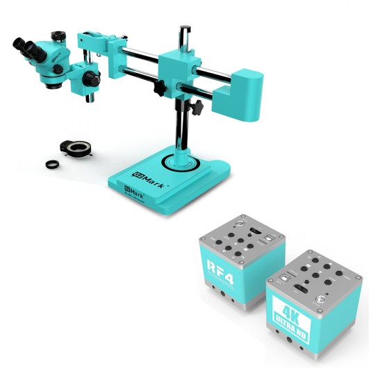 G2Mark RE-50X+ With RF4 4K Camera (3D Continuous Zoom) 7X-50X 360° Swiveling Trinocular Microscope With Zooming 0.5X CTV Camera Lens & Light G2Mark RE-50X+ With RF4 4K Camera (3D Continuous Zoom) 7X-50X 360° Swiveling Trinocular Microscope With Zooming 0.5X CTV Camera Lens & Light