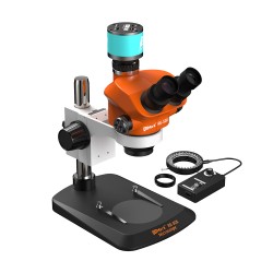 G2Mark RE-50X With RF4 2K HD Camera (3D Continuous Zoom) 7X~50X Trinocular Stereo Microscope With 0.5X CTV Camera Zoom Lens & LED Adjustable Light Exclusive Quality - Small Base