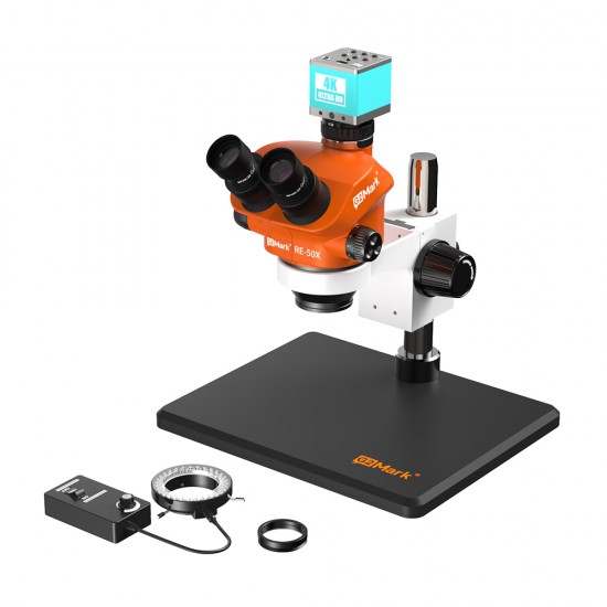 G2Mark RE-50X With RF4 4K Ultra HD Camera (3D Continuous Zoom) 7X~50X Trinocular Stereo Microscope With 0.5X CTV Camera Zoom Lens & LED Adjustable Light Exclusive Quality - Medium Base G2Mark RE-50X With RF4 4K Ultra HD Camera (3D Continuous Zoom) 7X~50X Trinocular Stereo Microscope With 0.5X CTV Camera Zoom Lens & LED Adjustable Light Exclusive Quality - Medium Base