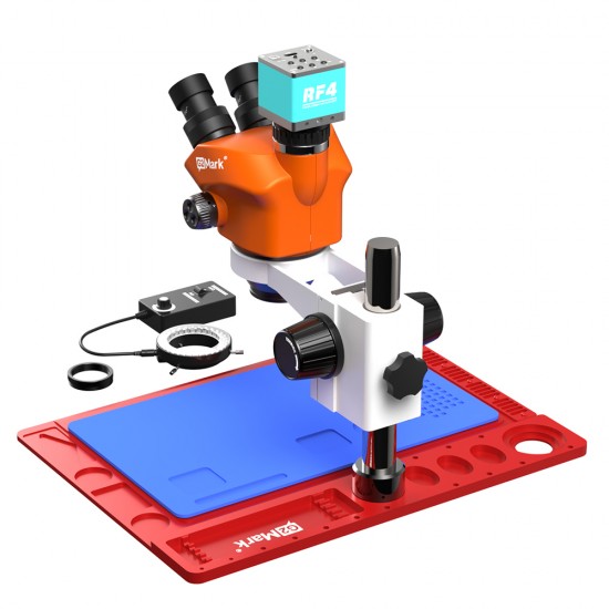 G2Mark RE-50X With RF4 4K Ultra HD Camera (3D Continuous Zoom) 7X~50X Trinocular Stereo Microscope With 0.5X CTV Camera Zoom Lens & LED Adjustable Light Exclusive Quality - Red Base G2Mark RE-50X With RF4 4K Ultra HD Camera (3D Continuous Zoom) 7X~50X Trinocular Stereo Microscope With 0.5X CTV Camera Zoom Lens & LED Adjustable Light Exclusive Quality - Red Base