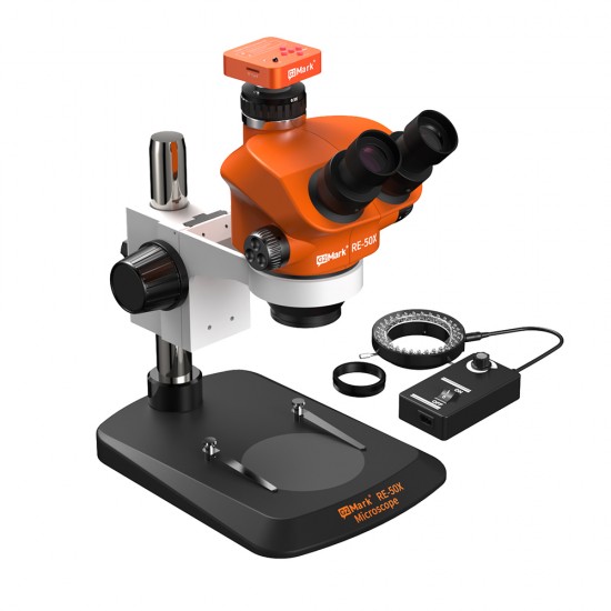 G2Mark RE-50X With 52MP FHD Camera (3D Continuous Zoom) 7X~50X Trinocular Stereo Microscope With 0.5X CTV Camera Zoom Lens & LED Adjustable Light Exclusive Quality - Small Base G2Mark RE-50X With 52MP FHD Camera (3D Continuous Zoom) 7X~50X Trinocular Stereo Microscope With 0.5X CTV Camera Zoom Lens & LED Adjustable Light Exclusive Quality - Small Base