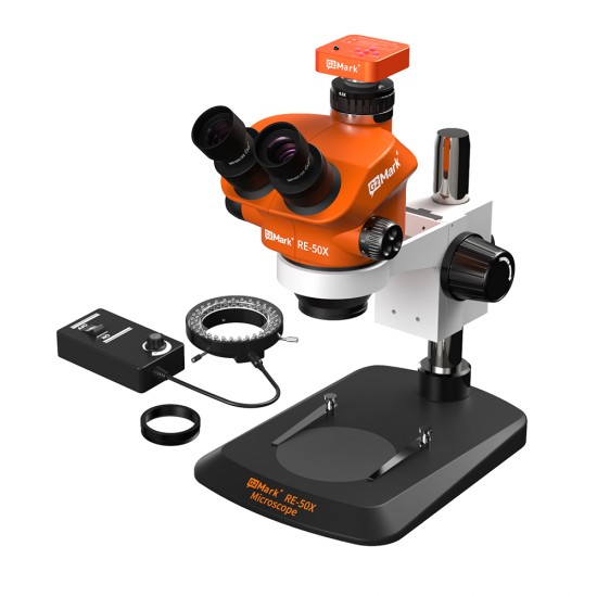 G2Mark RE-50X With 52MP FHD Camera (3D Continuous Zoom) 7X~50X Trinocular Stereo Microscope With 0.5X CTV Camera Zoom Lens & LED Adjustable Light Exclusive Quality - Small Base G2Mark RE-50X With 52MP FHD Camera (3D Continuous Zoom) 7X~50X Trinocular Stereo Microscope With 0.5X CTV Camera Zoom Lens & LED Adjustable Light Exclusive Quality - Small Base