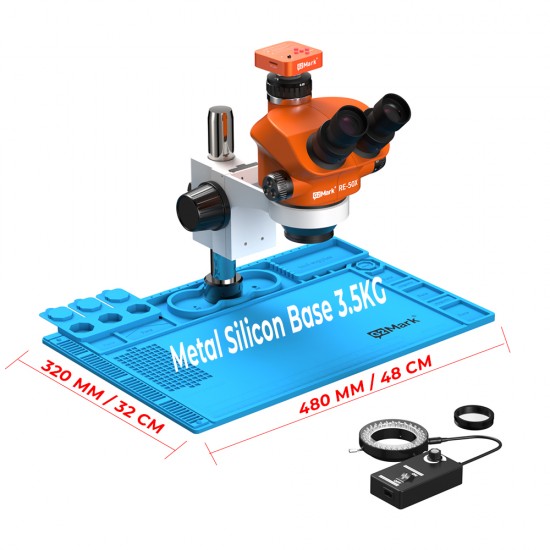 G2Mark RE-50X With 52MP FHD Camera (3D Continuous Zoom) 7X~50X Trinocular Stereo Microscope With 0.5X CTV Camera Zoom Lens & LED Adjustable Light Exclusive Quality - Blue Base G2Mark RE-50X With 52MP FHD Camera (3D Continuous Zoom) 7X~50X Trinocular Stereo Microscope With 0.5X CTV Camera Zoom Lens & LED Adjustable Light Exclusive Quality - Blue Base