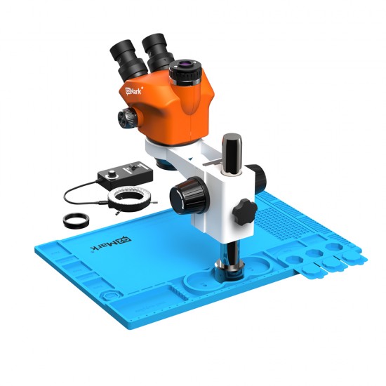 G2Mark RE-50X (3D Continuous Zoom) 7X~50X Trinocular Stereo Microscope With 0.5X CTV Camera Zoom Lens & LED Adjustable Light Exclusive Quality - Blue Base G2Mark RE-50X (3D Continuous Zoom) 7X~50X Trinocular Stereo Microscope With 0.5X CTV Camera Zoom Lens & LED Adjustable Light Exclusive Quality - Blue Base