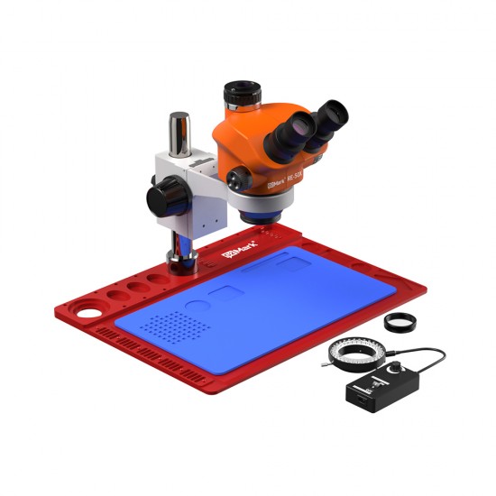 G2Mark RE-50X (3D Continuous Zoom) 7X~50X Trinocular Stereo Microscope With 0.5X CTV Camera Zoom Lens & LED Adjustable Light Exclusive Quality - Red Base G2Mark RE-50X (3D Continuous Zoom) 7X~50X Trinocular Stereo Microscope With 0.5X CTV Camera Zoom Lens & LED Adjustable Light Exclusive Quality - Red Base